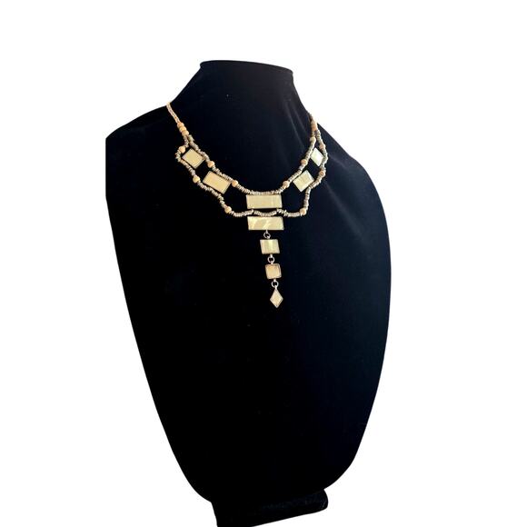 Free People Mother-of-Pearl Geometric Statement Necklace NWT - Picture 4 of 7